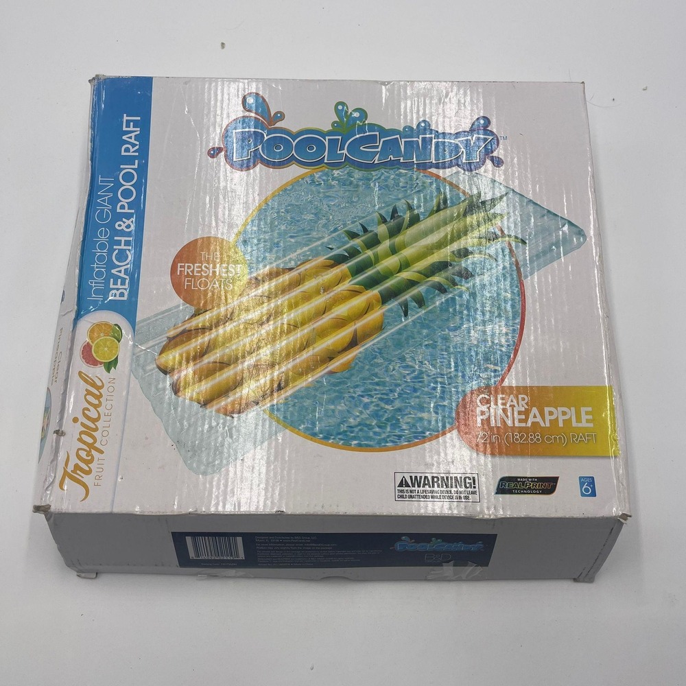 PoolCandy Giant Inflatable Beach Pool Raft Tropical Fruit‎ Clear Pineapple 72 in